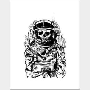 Skeleton Astronaut Lineart Posters and Art